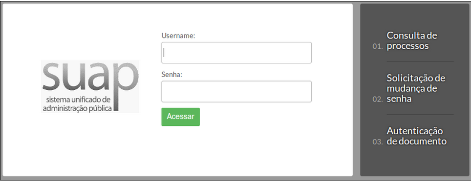  Acesso ao SUAP pela página do sistema